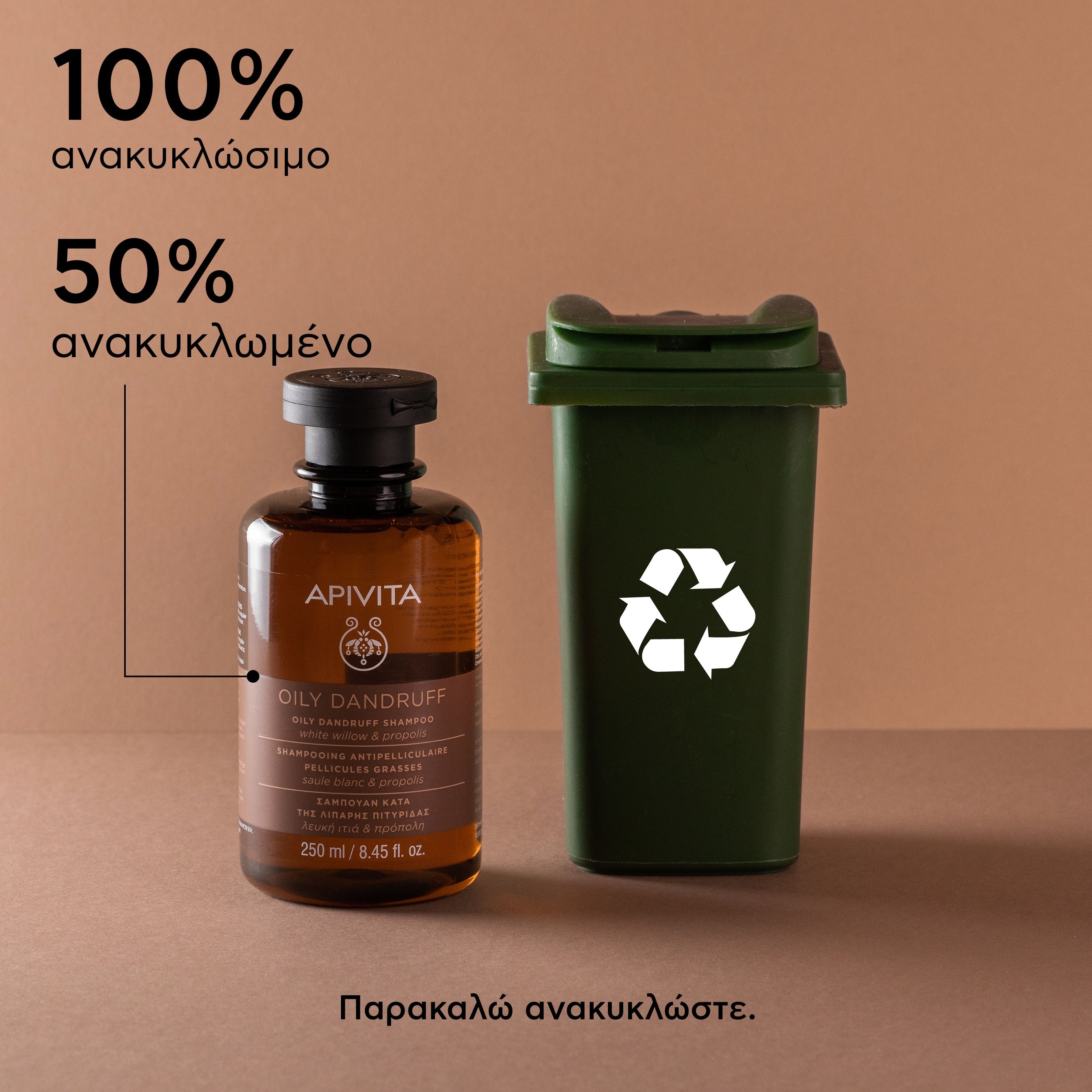 Apivita Σαμπουάν κατά της Λιπαρής Πιτυρίδας με Λευκή Ιτιά & Πρόπολη 250ml
