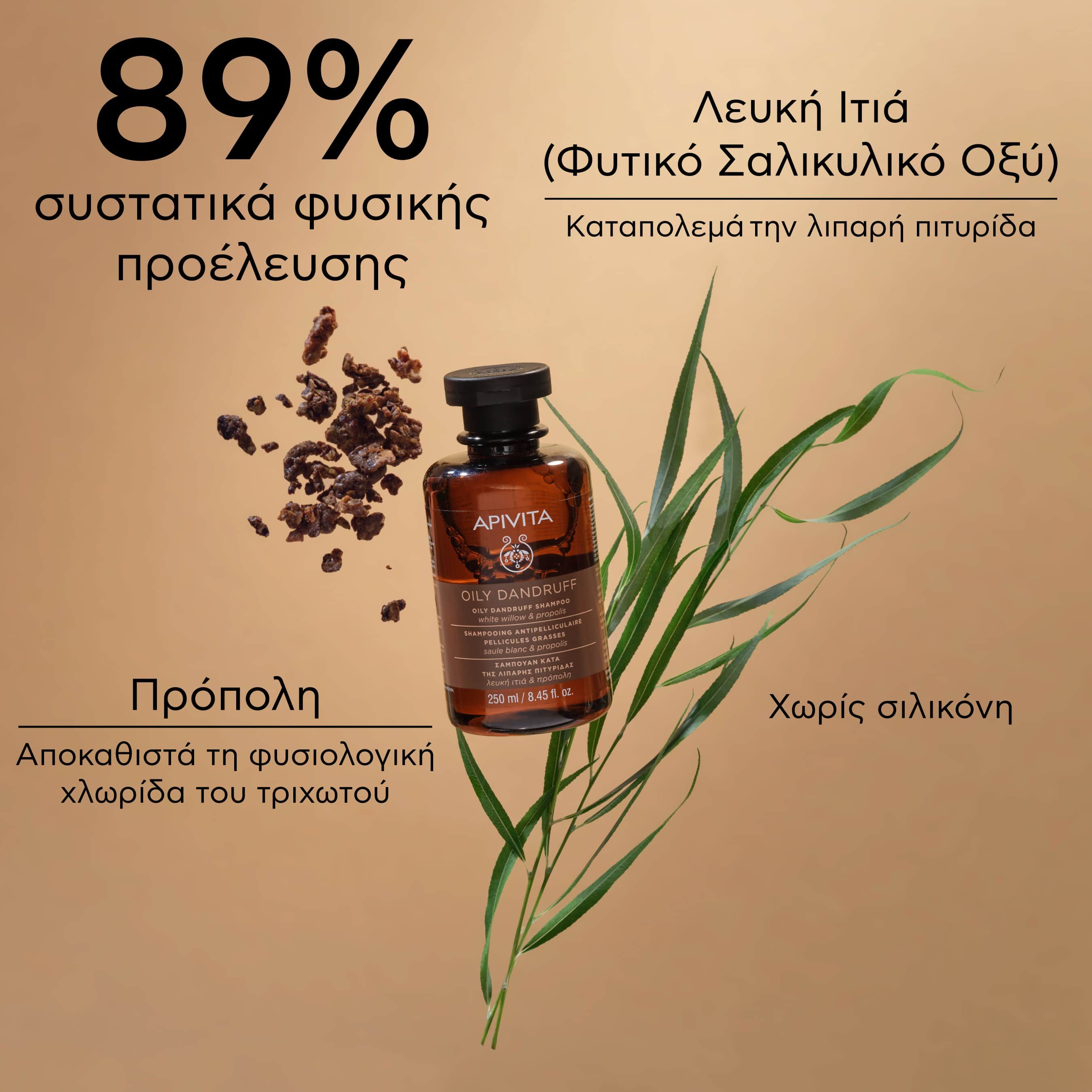 Apivita Σαμπουάν κατά της Λιπαρής Πιτυρίδας με Λευκή Ιτιά & Πρόπολη 250ml