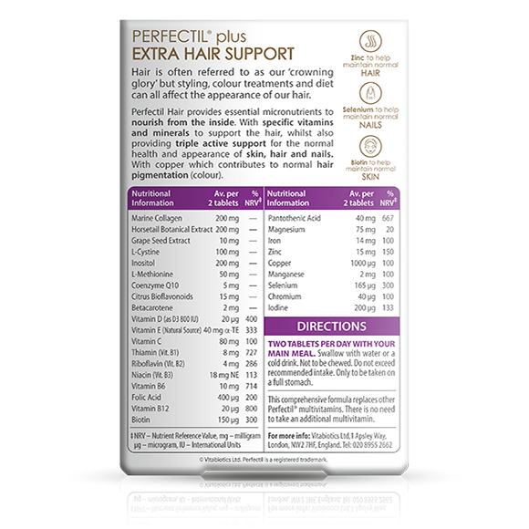 Vitabiotics Perfectil Plus Hair Extra Support, Υγιή Μαλλιά, Δέρμα & Νύχια 60 tabs