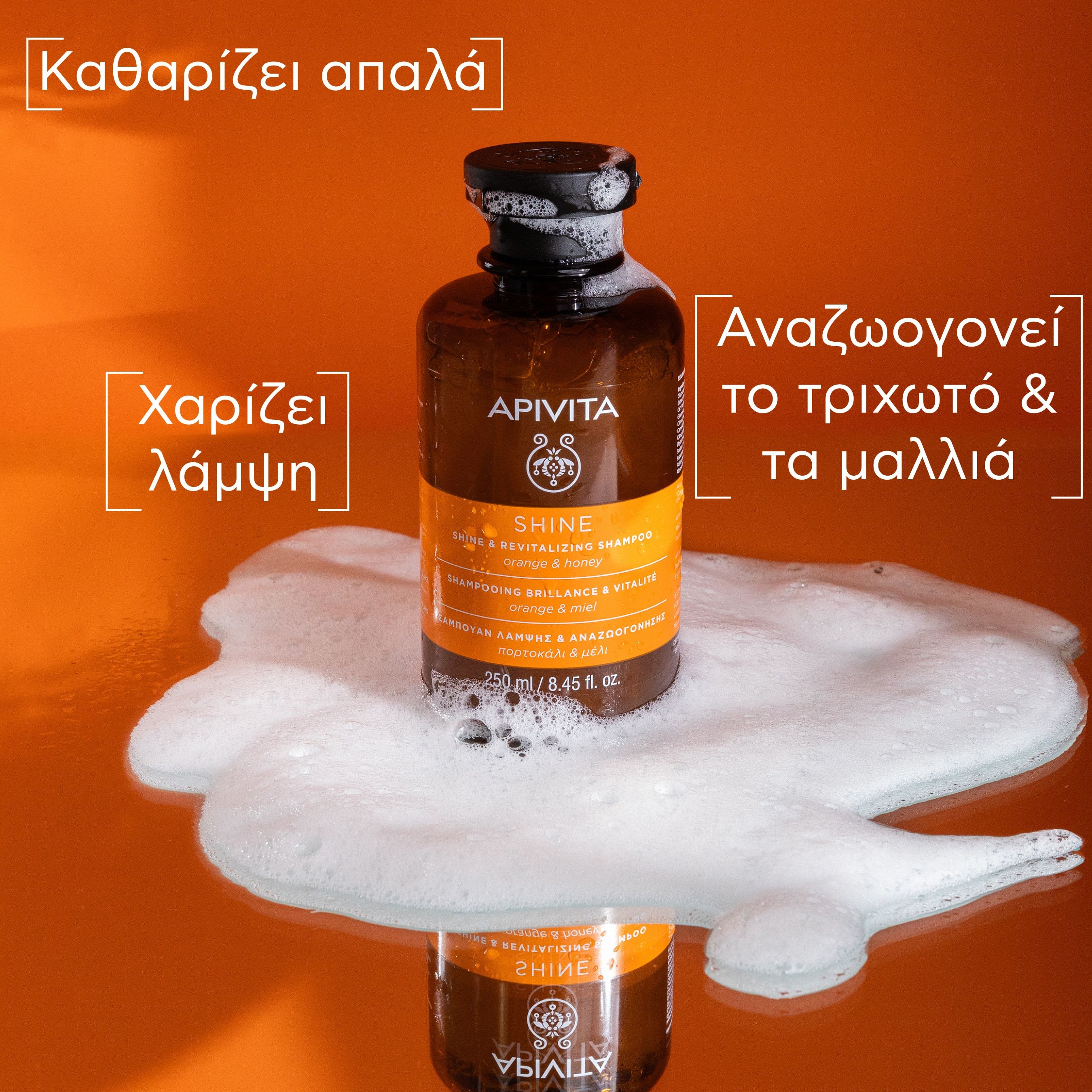 Apivita Σαμπουάν Λάμψης & Αναζωογόνησης με Πορτοκάλι και Μέλι 250ml