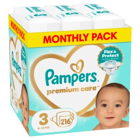 Pampers Premium Care Νο3 (6-10kg), 216 τεμάχια