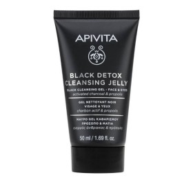 Apivita Black Detox Cleansing Jelly, Μαύρο Gel Καθαρισμού Πρόσωπο & Μάτια με Πρόπολη & Ενεργός Άνθρακα 50ml