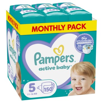Pampers Monthly Active Baby Dry No5 (11-16Kg) Monthly 150Τμχ