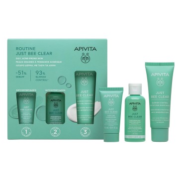 Apivita Promo Just Bee Clear Cleanser Gel, 15ml & Pore Minimizing P...