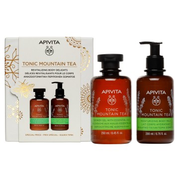 Apivita Promo Tonic Mountain Tea Shower Gel, 250ml & Body Milk, 200ml