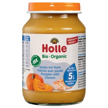 Holle Organic Βρεφικό Γεύμα με Κολοκύθα και Κοτόπουλο από 5 Μηνών 190g Holle Organic Βρεφικό Γεύμα με Κολοκύθα και Κοτόπουλο από 5 Μηνών 190g