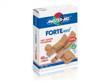 Master Aid Forte Med Assortiti 40 strip, Ταχυεπίδεσμο Αυτοκόλλητο στο Χρώμα του Δέρματος