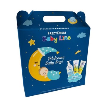 Frezyderm Promo Baby Line Welcome Baby Boy Baby-Shampoo 300 ml & Baby-Creme 175 ml & Geschenk-Umarmungskissen