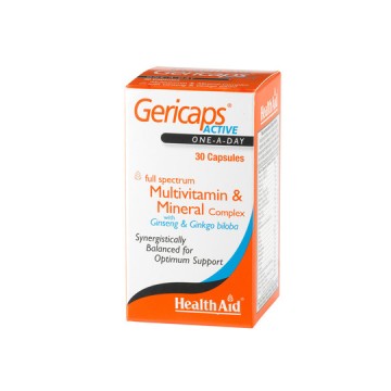 Health Aid Gericaps Active Multivitamin Ginseng & Gingo Biloba, мултивитамини и памет, концентрация 30 капсули