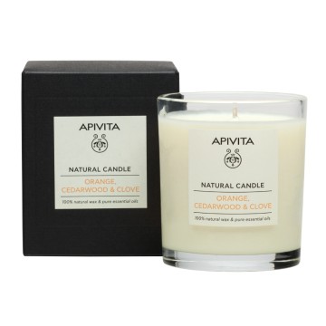 Apivita Natural Candle με Κέδρο,Πορτοκάλι & Γαρύφαλλο 235g