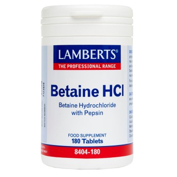 Lamberts Betaine HCL 324mg Pepsin για την Καλή Λειτουργία του Πεπτι...