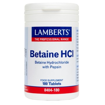 Lamberts Betaine HCL 324mg Pepsin για την Καλή Λειτουργία του Πεπτικού 180Tabs