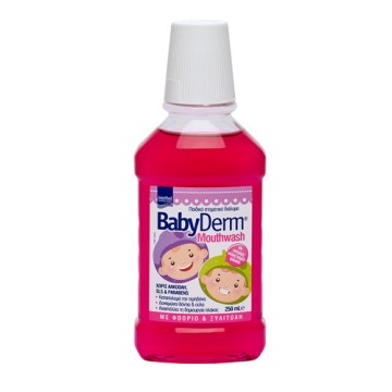 Intermed Babyderm Bain de Bouche, Solution Buvable Quotidienne Fluorée pour Enfants Bubble Gum 250 ml