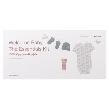 Korres Welcome Baby The Essentials Kit Body & Chaussettes & Bonnet 100% Coton Bio