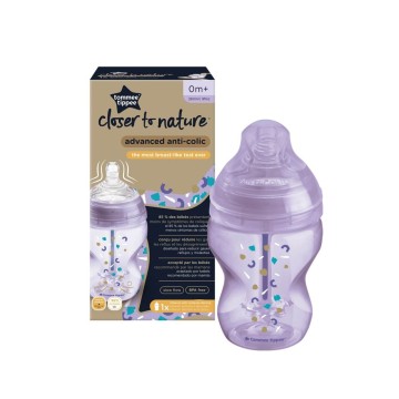 Tommee Tippee Advanced Anti-Colic Low Flow Babyflasche 260 ml mit Design für Mädchen ab 0 Monaten