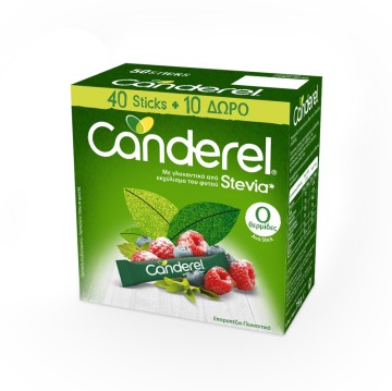 Canderel Stevia Powder 40 Sticks & Δώρο 10 Sticks