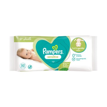 Peceta Pampers Sensitive 0% Plastike 52 copë