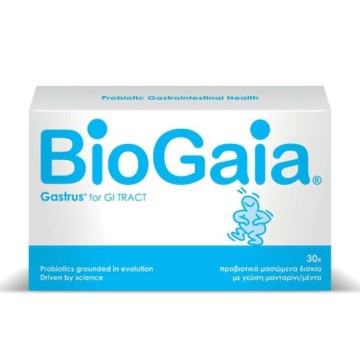 BioGaia Gastrus, Προβιοτικά Μασώμενα Δισκία με Γεύση Μανταρίνι/Μέντα 30τμχ