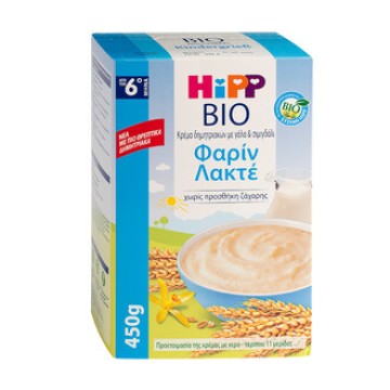 Hipp Био крем Фарин лакте с мляко без добавена захар 6м+ 450гр