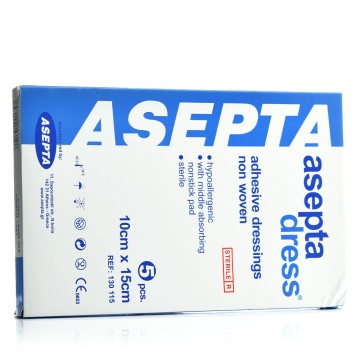 Asepta Dress, Adhesive Pads Hypoallergenic Sterile 10cm x 15cm 5pcs