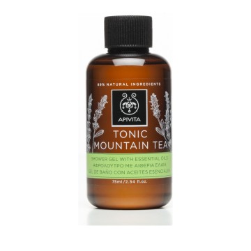 Apivita Tonic Mountain Tea Shower Gel, Αφρόλουτρο με Αιθέρια Έλαια 75ml