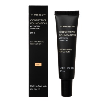 Korres Fond de teint correcteur Spf 15/Acf2 au charbon actif - Maquillage correcteur pour imperfections modérées 30 ml