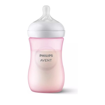 زجاجة رضاعة بلاستيكية للأطفال من فيليبس أفنت، استجابة طبيعية، 1 شهر+، 260 مل، لون وردي