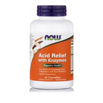 Now Foods Acid Relief with Enzymes 60 μασώμενες ταμπλέτες