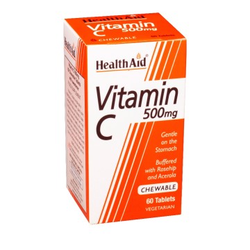 Health Aid Vitamine C avec Rose Musquée & Acérola 60 Comprimés à Croquer 500mg