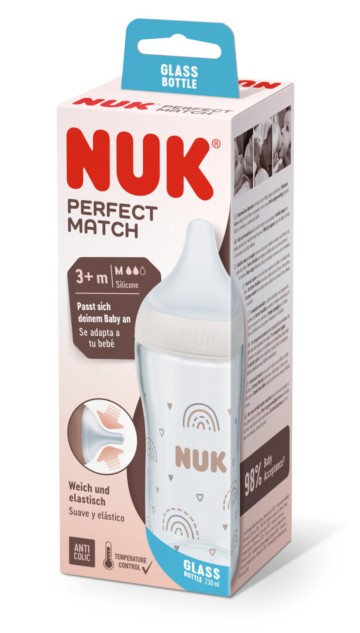 Nuk Γυάλινο Μπιμπερό Perfect Match Rainbow με Θηλή Σιλικόνης 3m+, 2... Nuk Γυάλινο Μπιμπερό Perfect Match Rainbow με Θηλή Σιλικόνης 3m+, 2...
