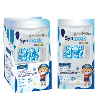 Syndesmos SynMask Maskë Mbrojtëse Njëpërdorimëshe Lloji Kirurgjik IIR BFE ≥ 98% për Fëmijë me variacion blu 5x10 copë