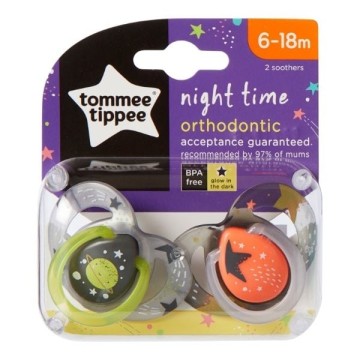 Tommee Tippee Silicone Soothers Night Time 6-18m 2 pcs