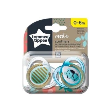 Tommee Tippee MODA silicone pacifier for boy 0-6m (2pcs)