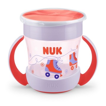 Nuk Mini Magic Cup Пластиковый стаканчик красный с ободком и крышкой для детей 6 м+, 160 мл