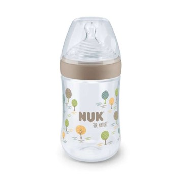 Nuk For Nature Пластиковая детская бутылочка с силиконовой соской, средний поток, серая, 260 мл