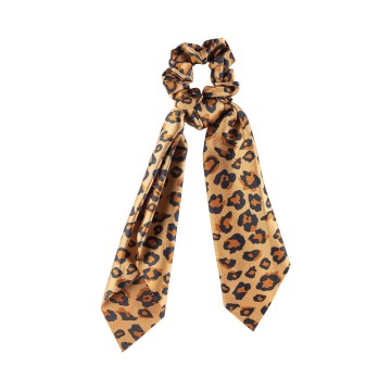 Dalee Hair Scrunchie con nastro leopardato marrone-nero