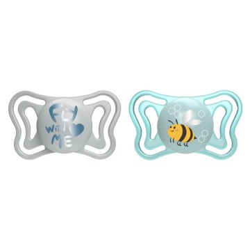 Chicco Πιπίλα Σιλικόνης PhysioForma Light Γκρι/Σιέλ 2-6m, 2 τεμάχια