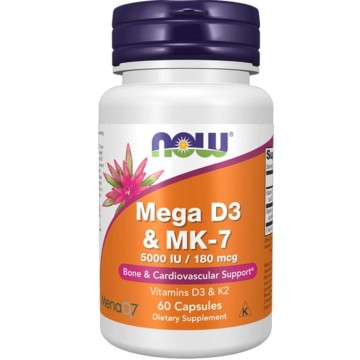 Now Mega D3 & MK-7, 60 Capsules