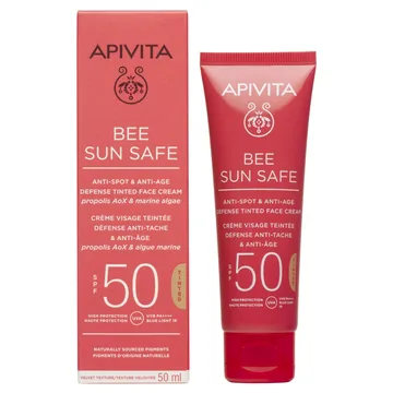 Apivita Bee Sun Safe Crème Teintée Anti-Taches et Anti-Âge SPF50 Défense...