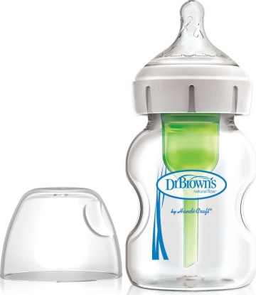 Dr. Browns  Οptions+ Anti-Colic Γυάλινο Μπιμπερό Mε Φαρδύ Λαιμό & Θ...
