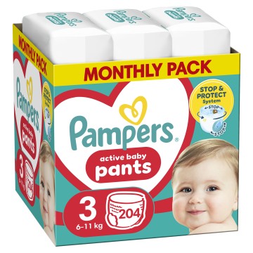 Pampers Pants Πάνα-βρακάκι No. 3 για 6-11kg 204τμχ
