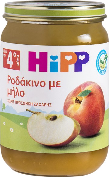 Hipp Φρουτόκρεμα Ροδάκινο με Μήλο 4m+ 190gr