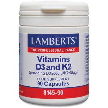 Lamberts Vitamins D3 2000iu & K2 90μg 90 κάψουλες Lamberts Vitamins D3 2000iu & K2 90μg 90 κάψουλες