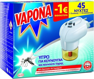 Vapona Anti-Moustique Liquide 18 ml et Appareil jusqu'à 45 Nuits de Protection