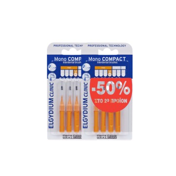 Elgydium Clinic Mono Compact Interdental Brushes 0.6mm برتقالي 2x4 قطعة