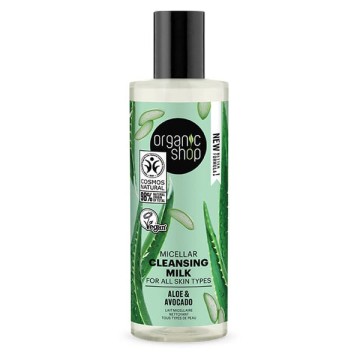 Organic Shop Γαλάκτωμα Καθαρισμού Προσώπου Micellar για όλους τους τύπους επιδερμίδας, Αβοκάντο & Αλόη  150ml