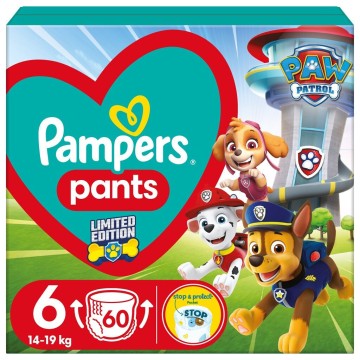 Pantallonat Pampers Paw Patrol Nr. 6 për 14-19 kg 60 copë