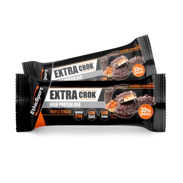 Bar EthicSport Extra Crok me proteina të larta me shije kikiriku dhe karamel 50g