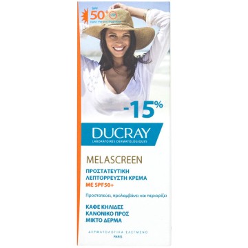 Ducray Melascreen Legere Αντηλιακή Λεπτόρευστη Κρέμα για Κανονικό προς Μικτό Δέρμα με SPF50+ 50ml -15%
