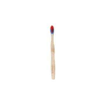 OLA Bamboo Soft Brosse à dents en bambou rouge et bleu pour tout-petits